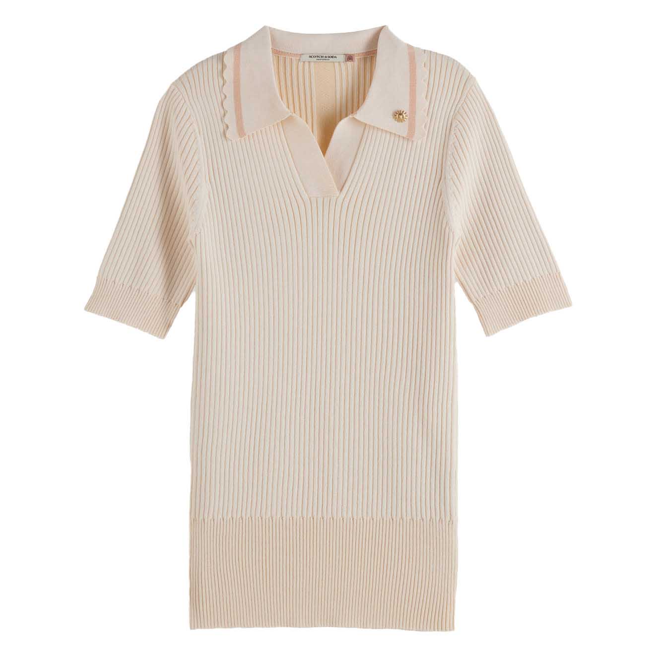 Scotch & Soda Rib Polo Neck Short Sleeve Pullover